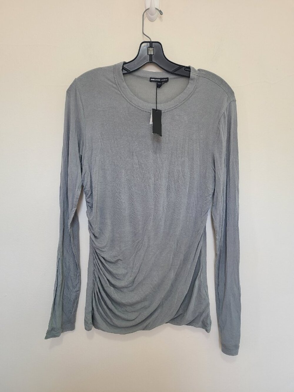 NWT James Perse Ruched Long Sleeve Top Gray size 4